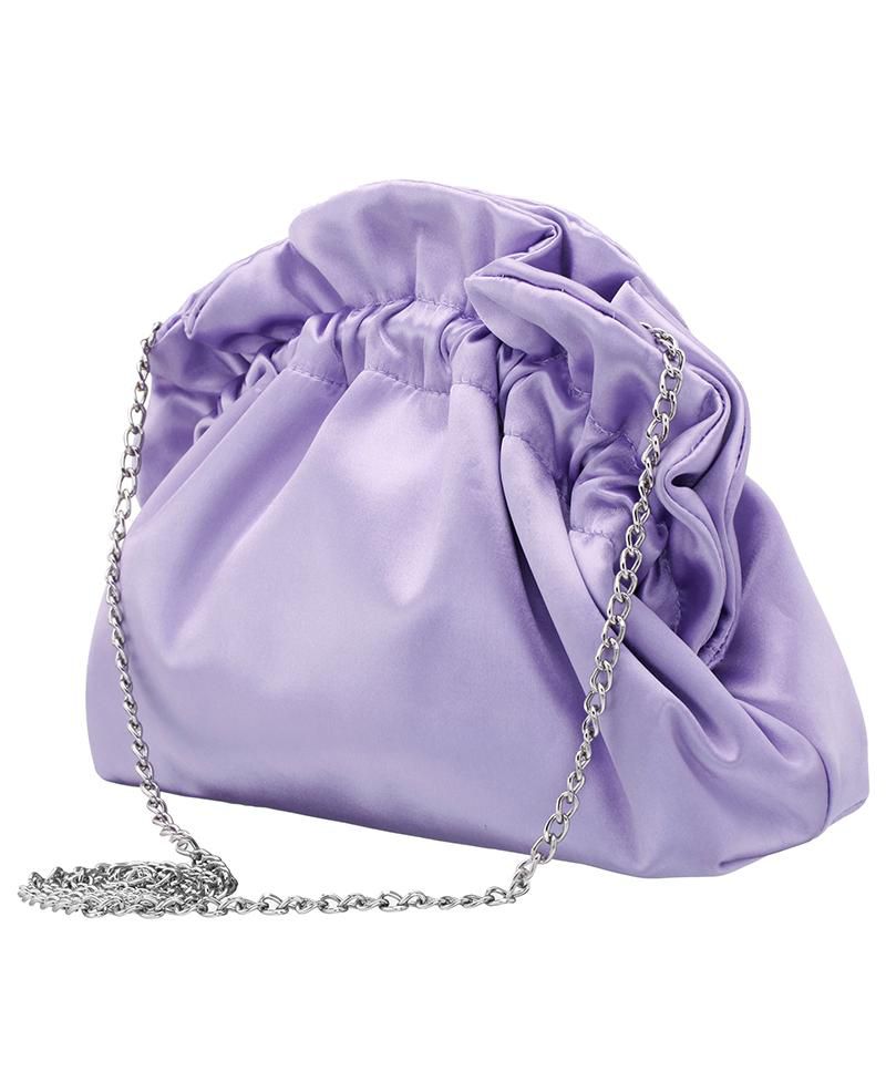 Satin Gathered Crossbody Pouch Bag