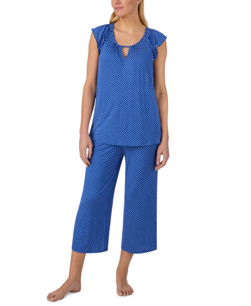 Women's Scoop Neck Top & Cropped Pajama Pants, 2-Piece Set