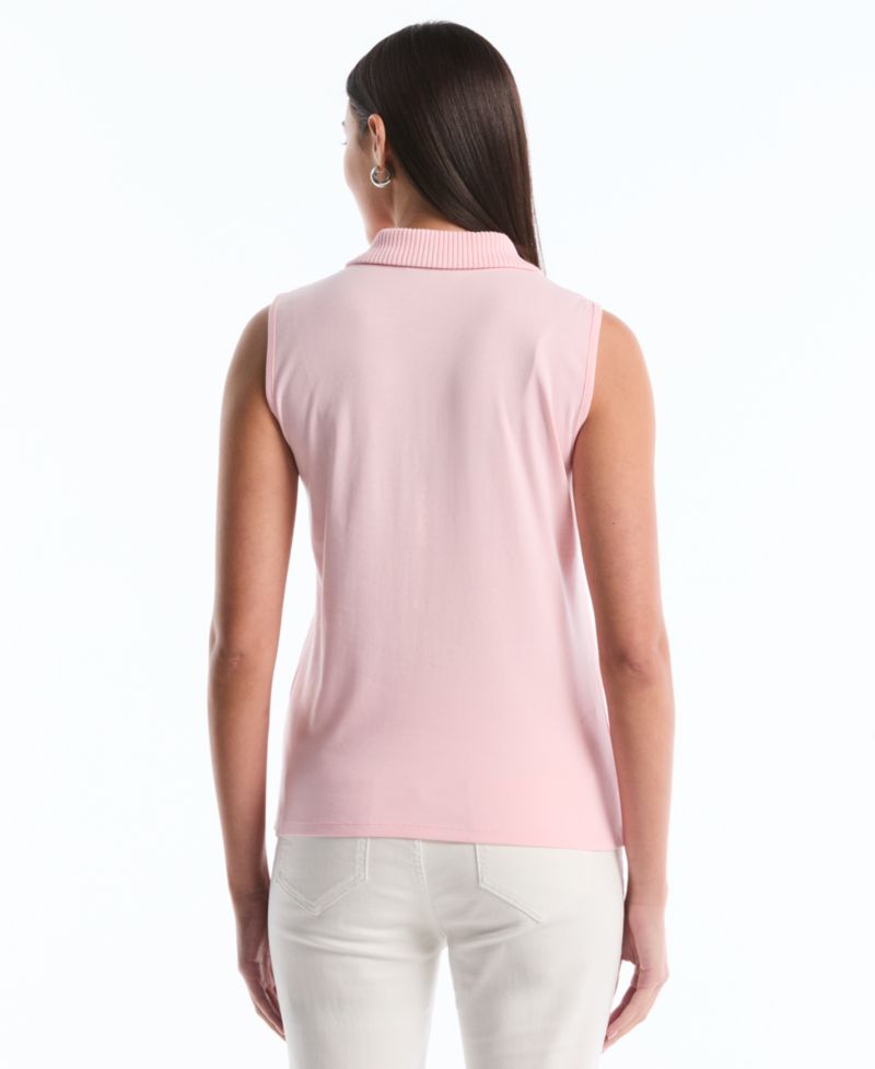 Petite Sleeveless Polo Top