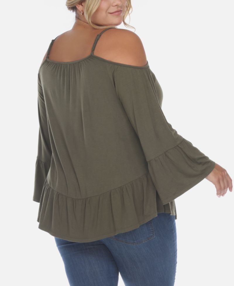 Plus Size Cold Shoulder Ruffle Sleeve Top