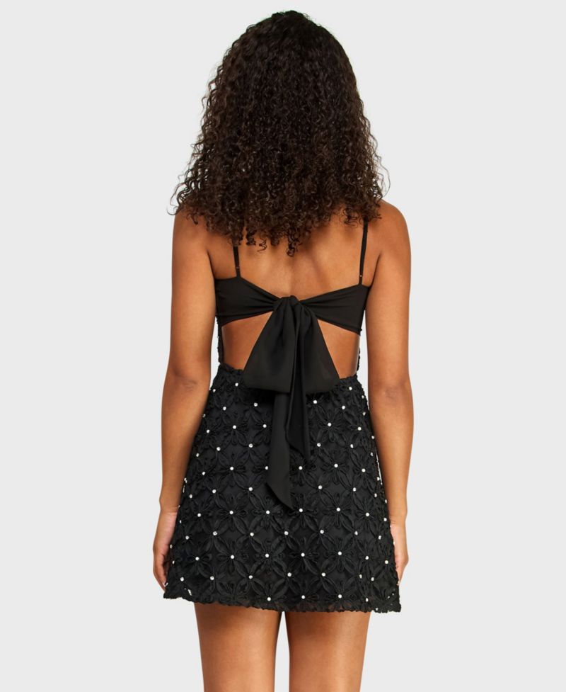 Juniors' Square Neck Soutache Dress