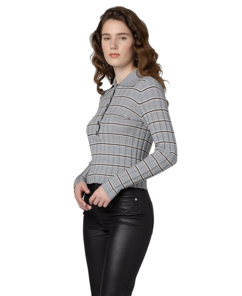 Women's Second Date Knit Stripe Polo Top