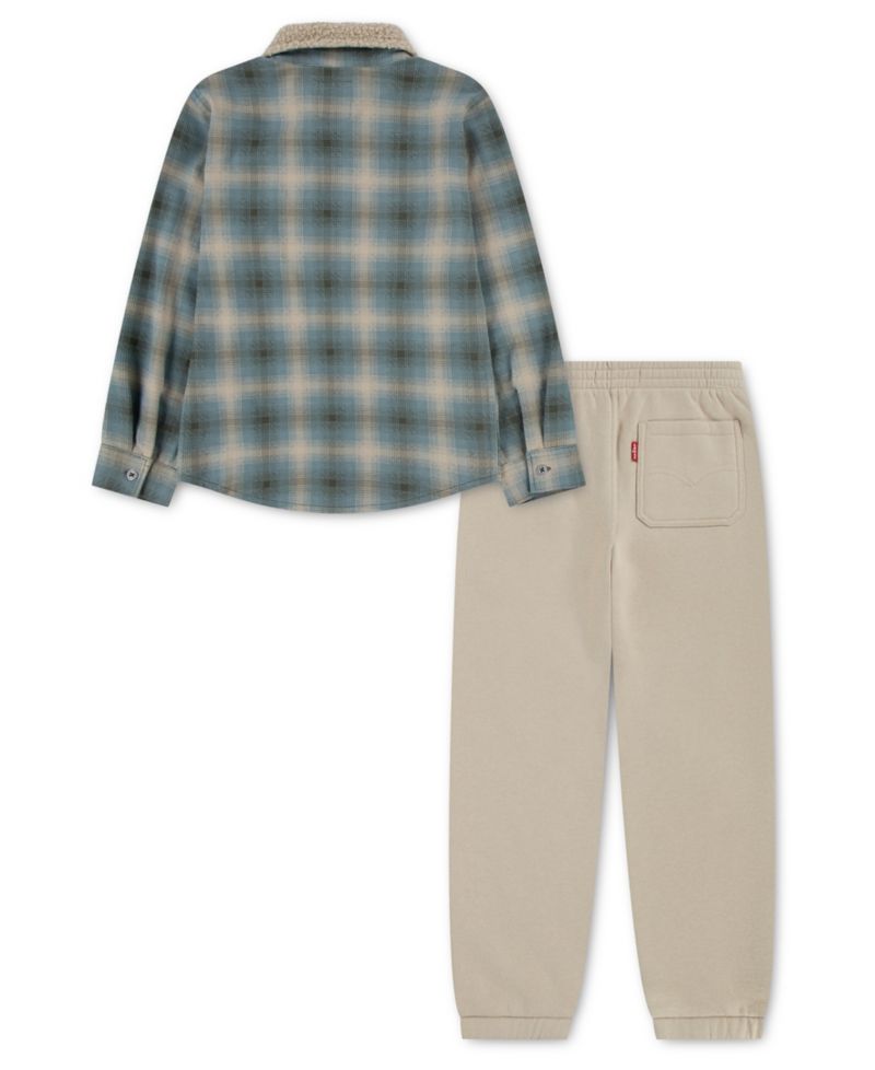 Boys' 2T-7 Plaid Shirt and Joggers, 2-Piece Set