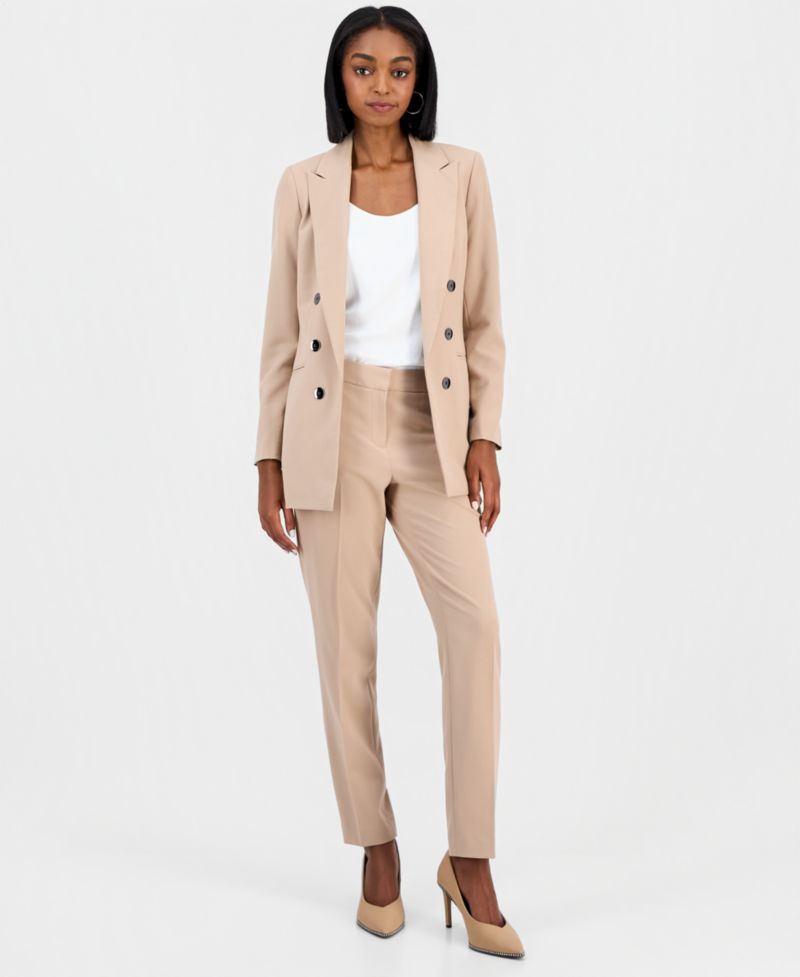 Women's Bi-Stretch Faux Double-Breasted Boyfriend Jacket, Scoop-Neck Camisole & Bi-Stretch Straight-Leg Dress Pants