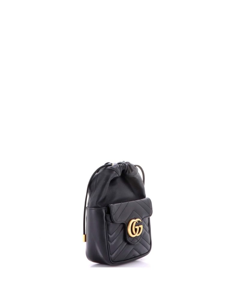Mini GG Marmont Front Pocket Bucket Bag Matelasse Leather