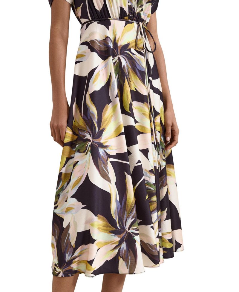 Women's Bella Floral-Print Puff Sleeve Midi Shirt Dress
