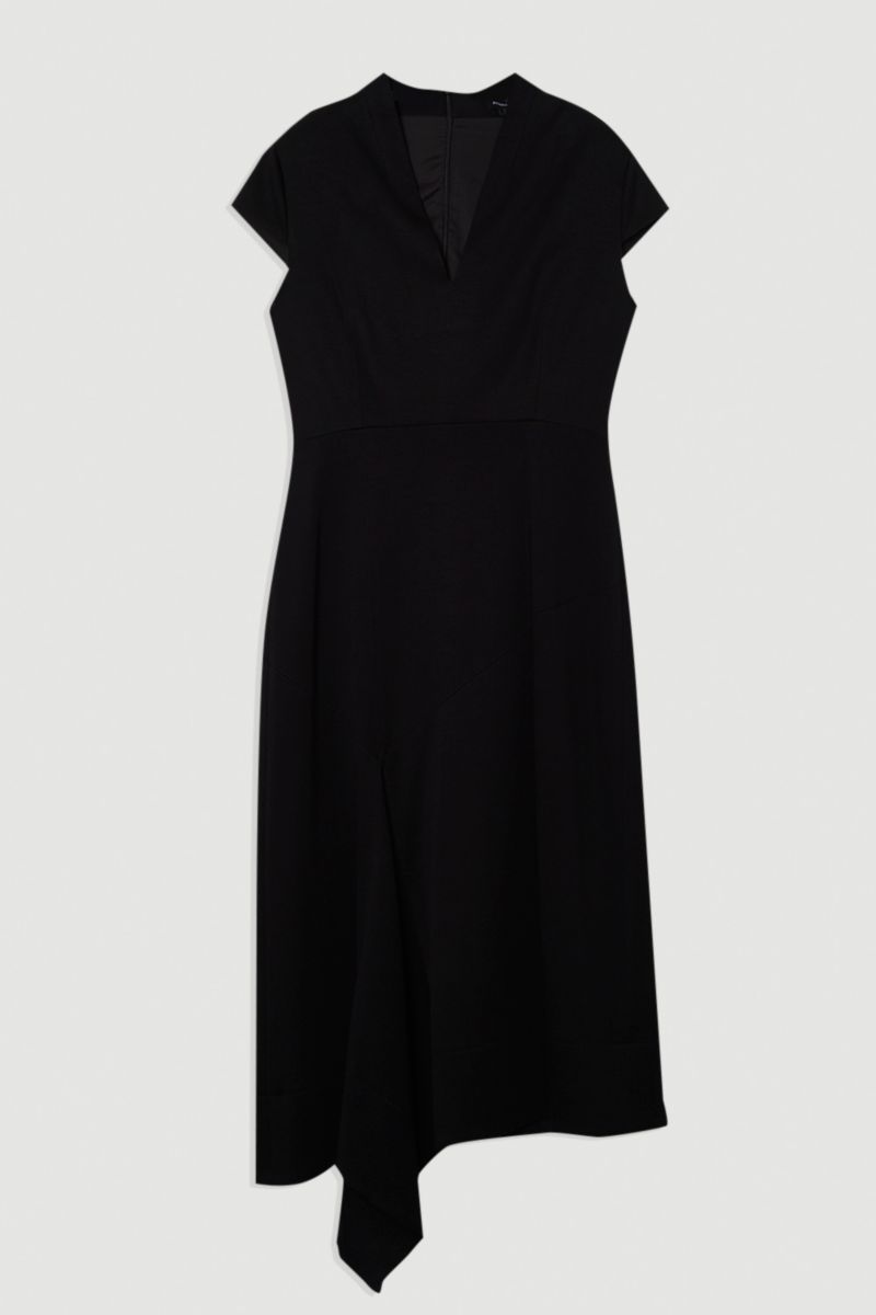 Women's Asymmetric Front Tailored Midi Dress