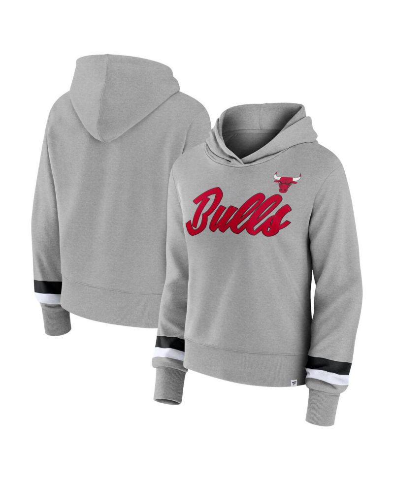 Women's Heather Gray Chicago Bulls Halftime Pullover Hoodie