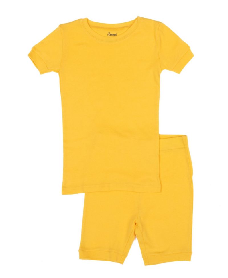 Kids Matching Family Two Piece Cotton Short Sleeve Shirt and Shorts Solid Color Pajamas 6-14