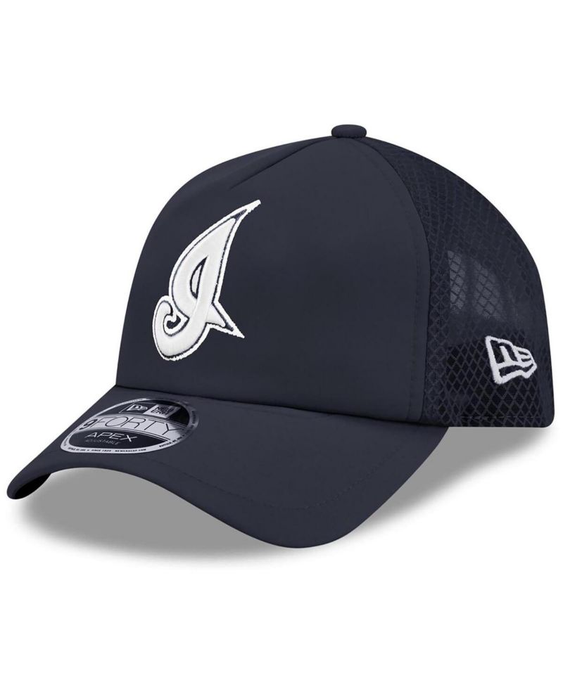 Men's Navy Cleveland Indians 2026 Batting Practice Alternate Apex 9FORTY Adjustable Hat