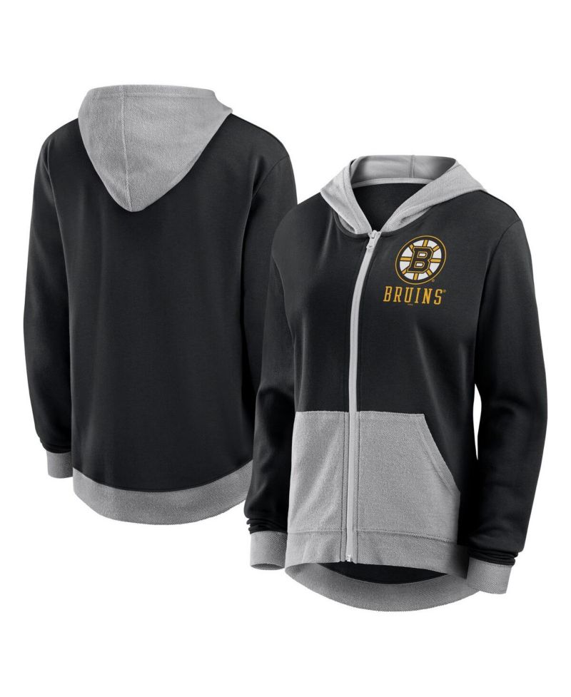 Women's Black Boston Bruins Hit It French Terry Full-Zip Hoodie