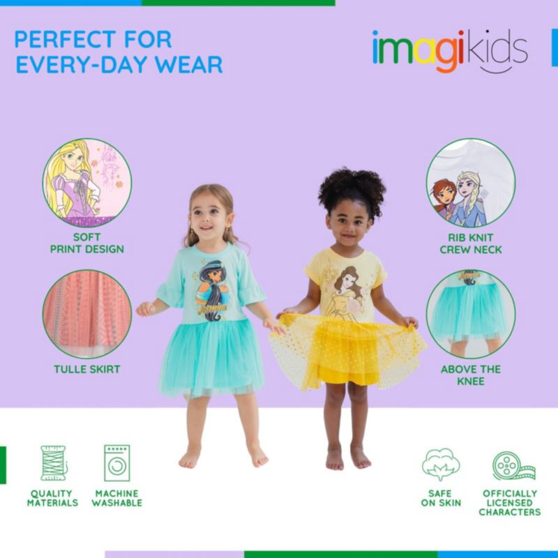 Girls Disney Princess Lion King Mermaid Moana Tulle Dress to (2T - 10-12