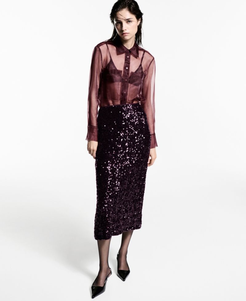 Women's Sequin Midi Skirt