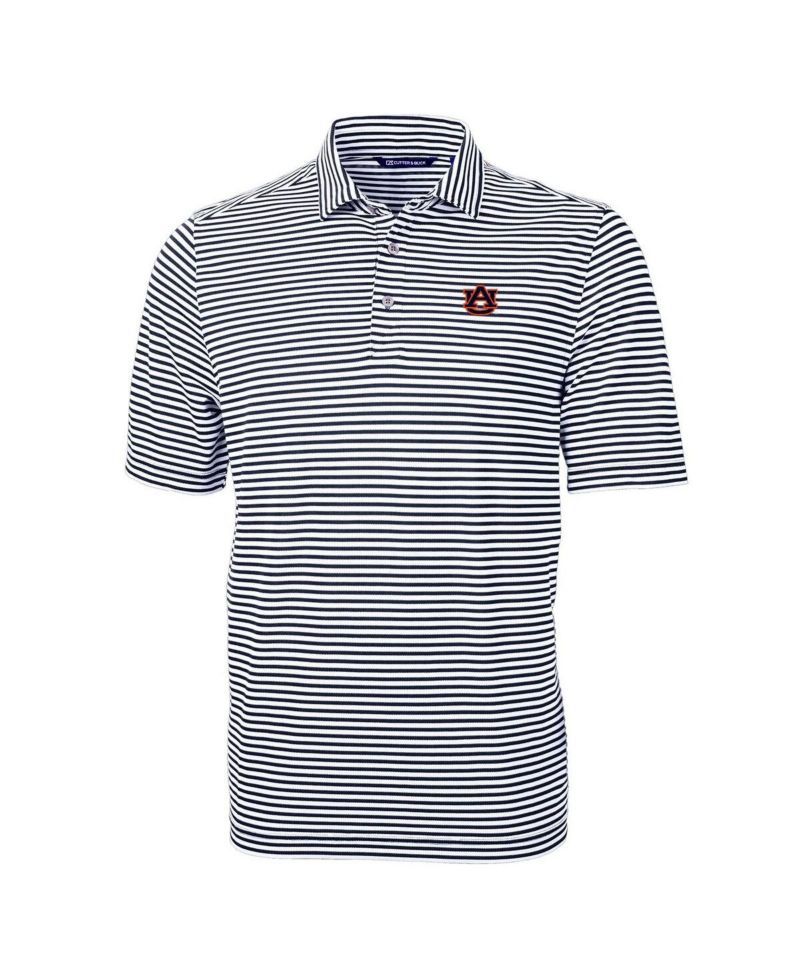 Men's Navy Auburn Tigers Virtue Eco Pique Stripe Polo Shirt