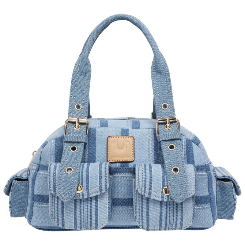 Multi Stripe Soft Satchel - Mini Handbag with Utility Pockets