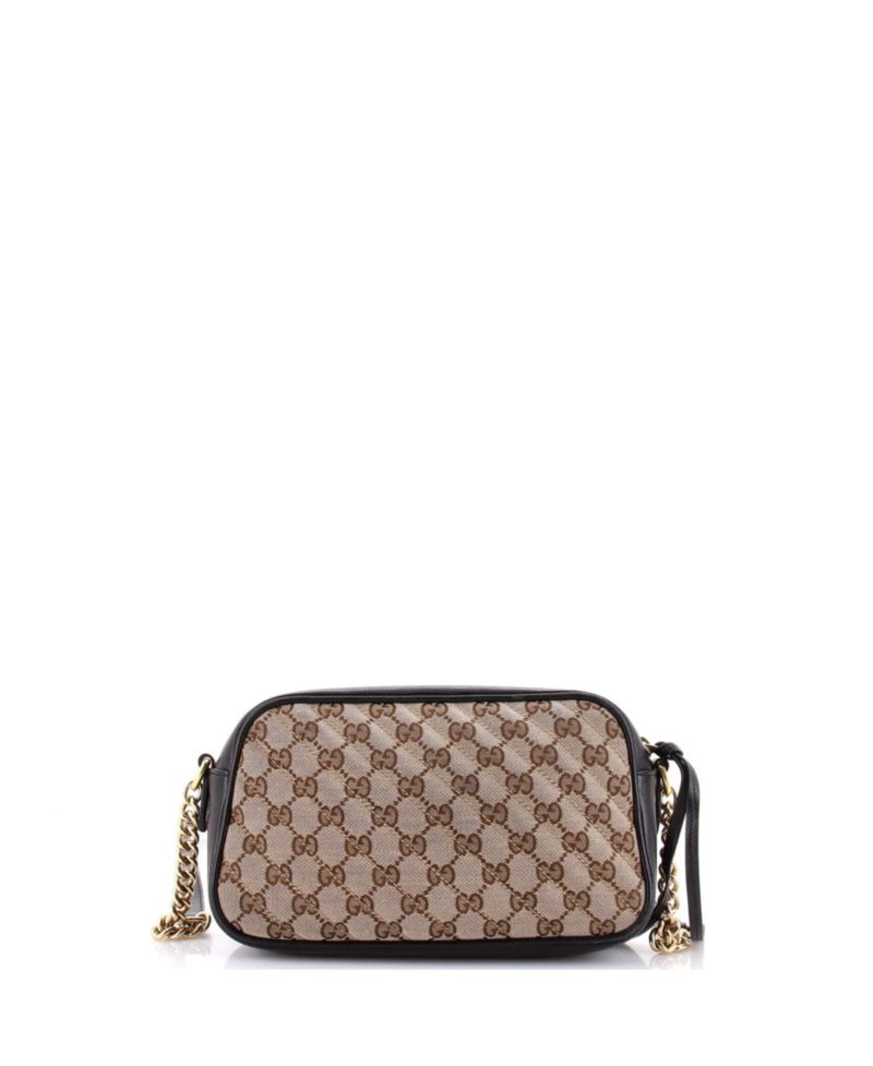 Small GG Marmont Shoulder Bag Diagonal Quilted GG Canvas with Leather