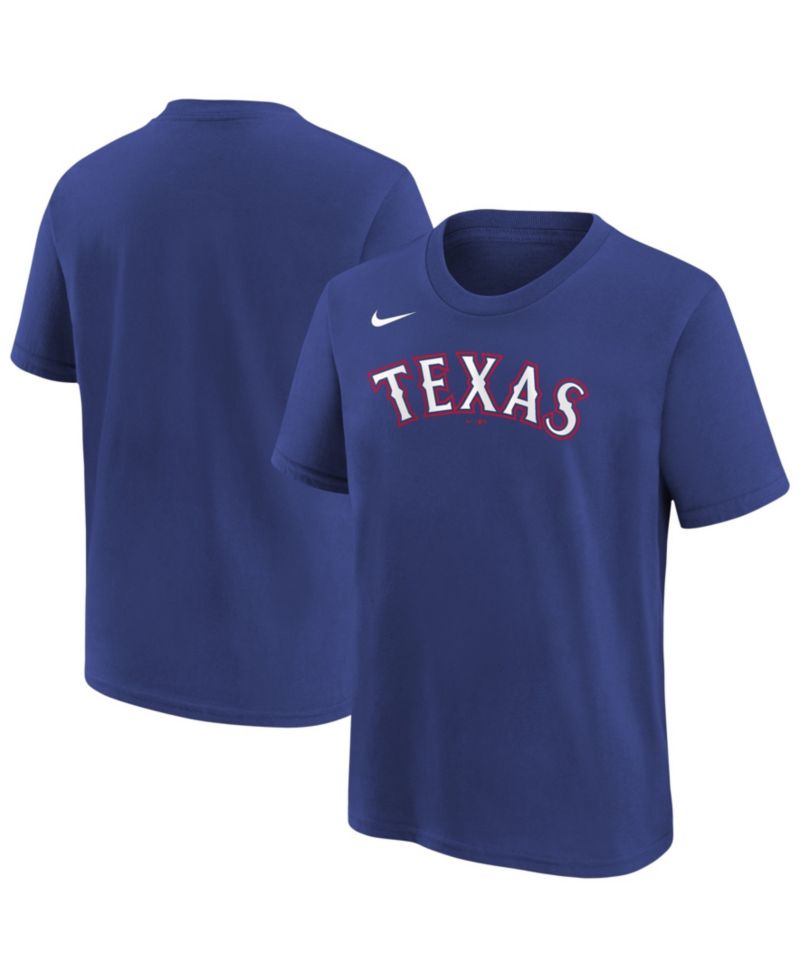 Big Boys and Girls Royal Texas Rangers Wordmark T-Shirt