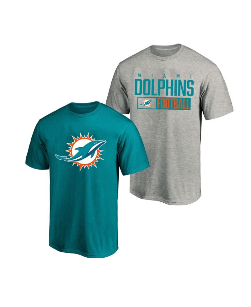 Men's Heather Gray/Aqua Miami Dolphins Big & Tall 2-Pack T-Shirt Set