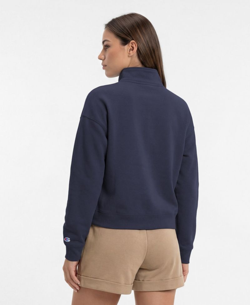 Women's Navy Colorado Avalanche Power blend Quarter-Zip Sweatshirt