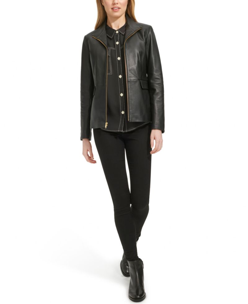 Women's Zip-Front Leather Jacket