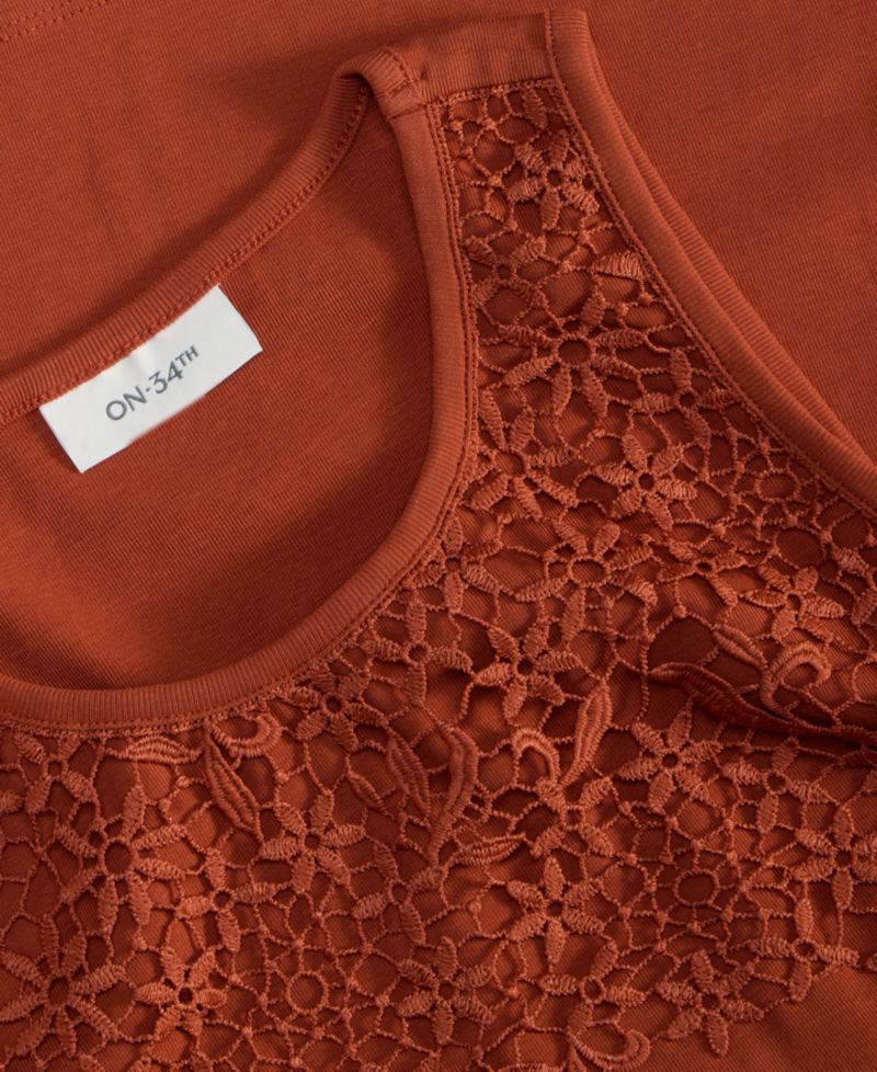 Women's High-Neck Sleeveless Lace-Trim Tank Top