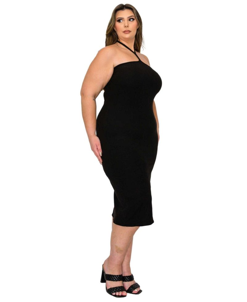 Plus Size Sienna Tie Neck Rib Dress