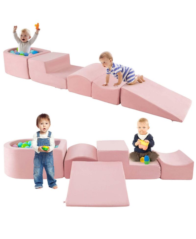 5PCS Climb and Crawl Playset with Ball Pit for Kids Zippers for