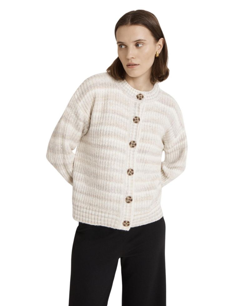 Women's Whitney Striped Crew-Neck Relaxed-Fit Cardigan