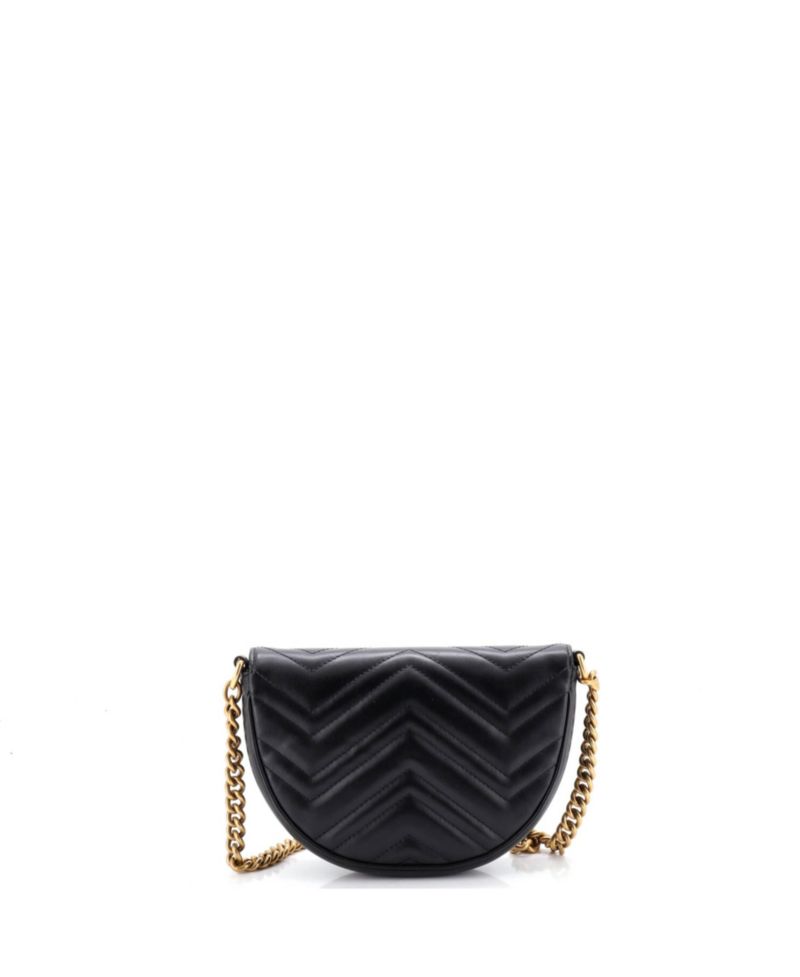 Mini GG Marmont Half Moon Flap Crossbody Bag Matelasse Leather