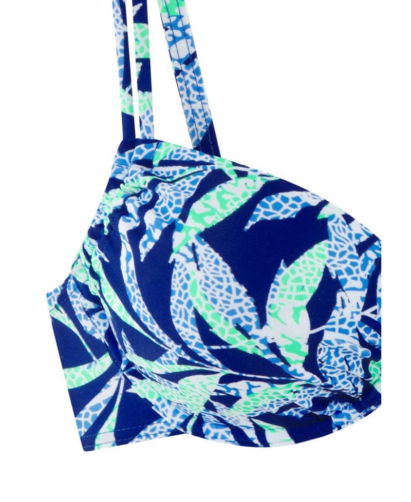 Women's Tropical Print High-Waist Underwire Bikini Top