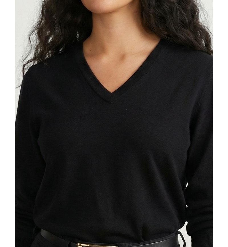 Plus Size Savvy Fine Knit V Sweater