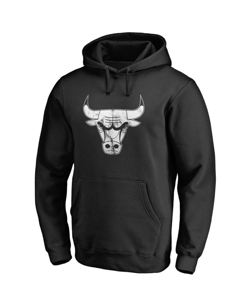 Men's Black Chicago Bulls Marble Logo Pullover Hoodie