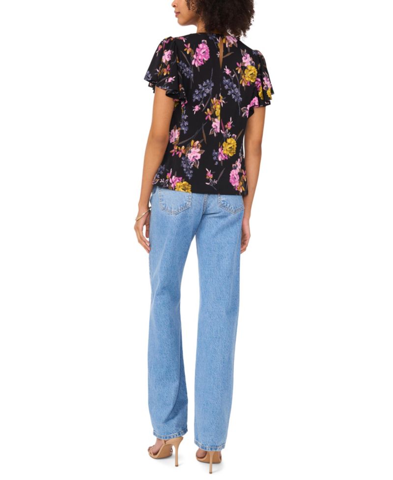 Women's Short-Sleeve Floral Printed Top