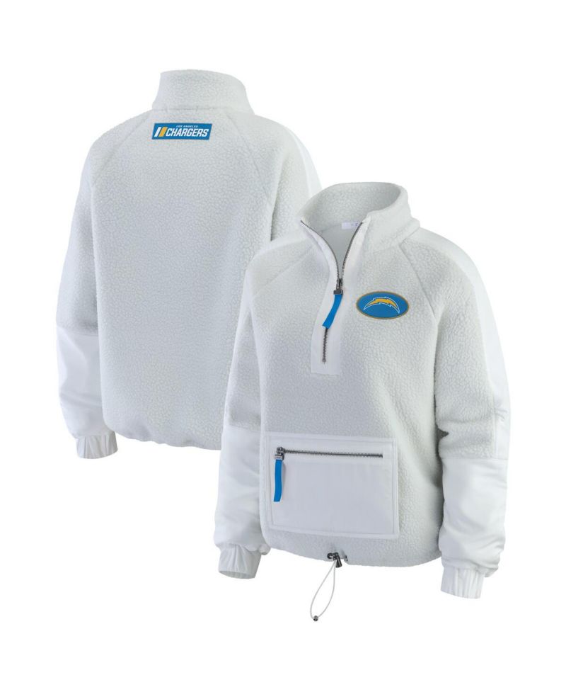 Women's White Los Angeles Chargers Polar Fleece Half-Zip Jacket