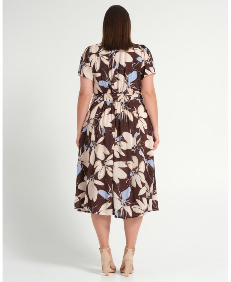 Plus Size Caroline Floral Empire Waist Midi Dress