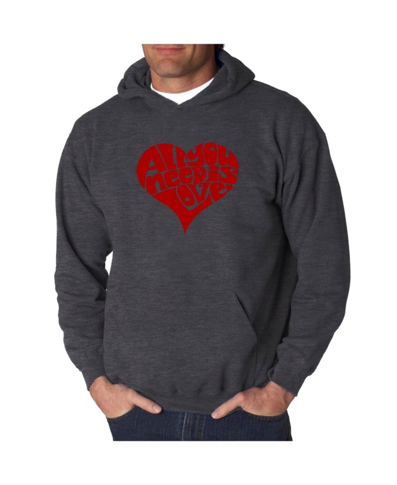 Men's Word Art Hooded Sweatshirt - All You Need Is Love