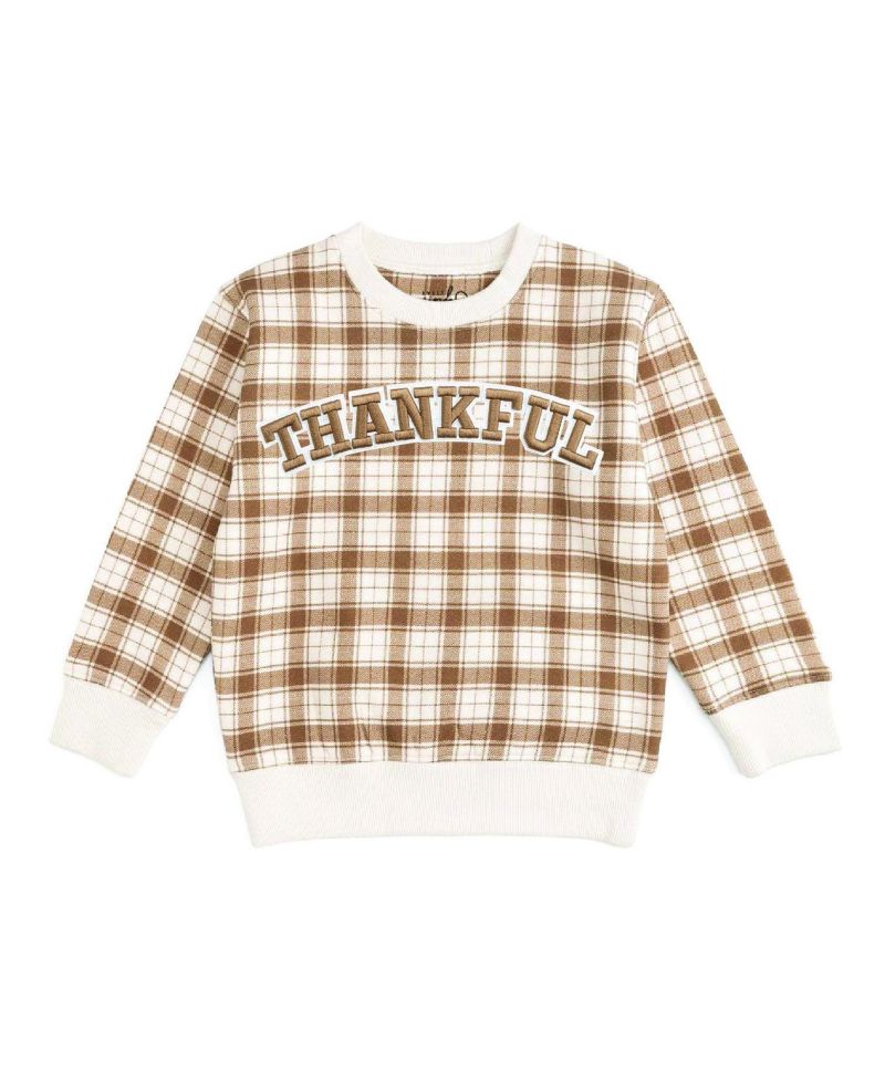 Boys' 4-20 Thankful Patch Thanksgiving Crewneck Long-Sleeve Sweatshirt