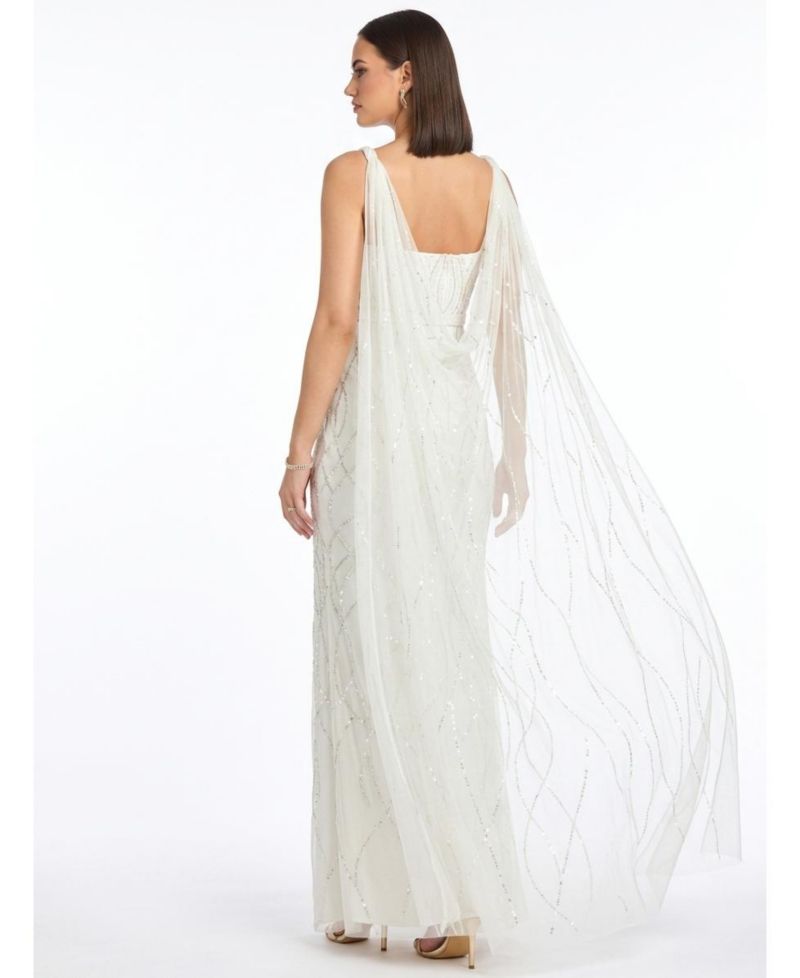 Women's Beaded Wedding Gown with Cape