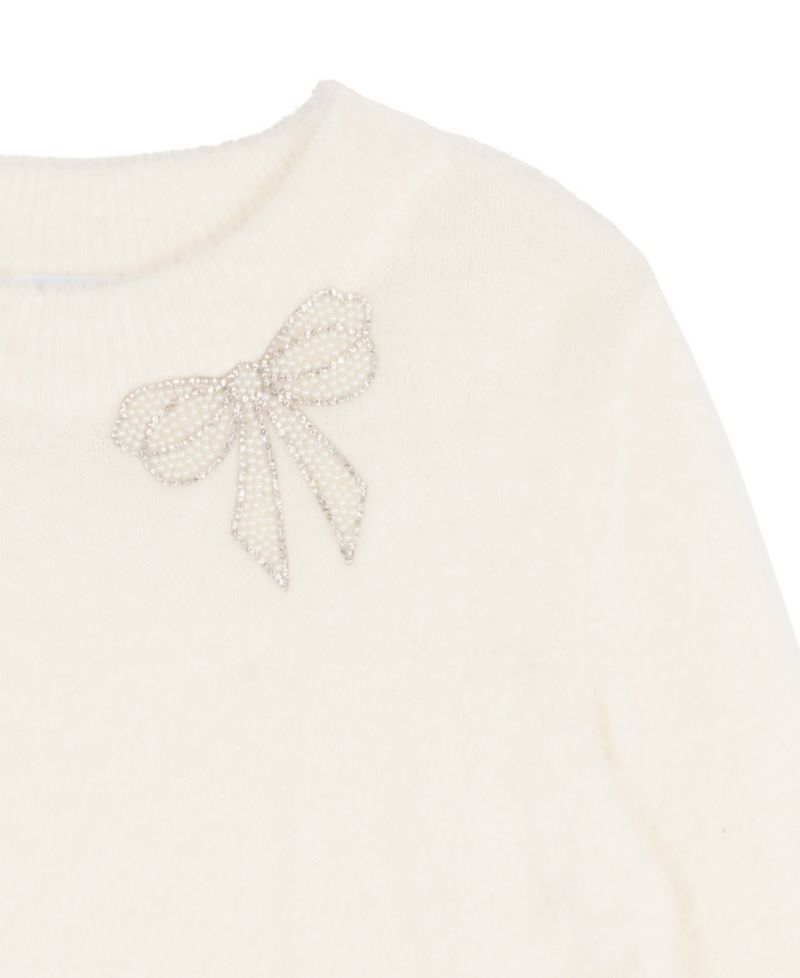 Girls' 7-16 Long-Sleeve Bow-Appliqu&eacute; Sequin Sweater and Skort, 2-Piece Set