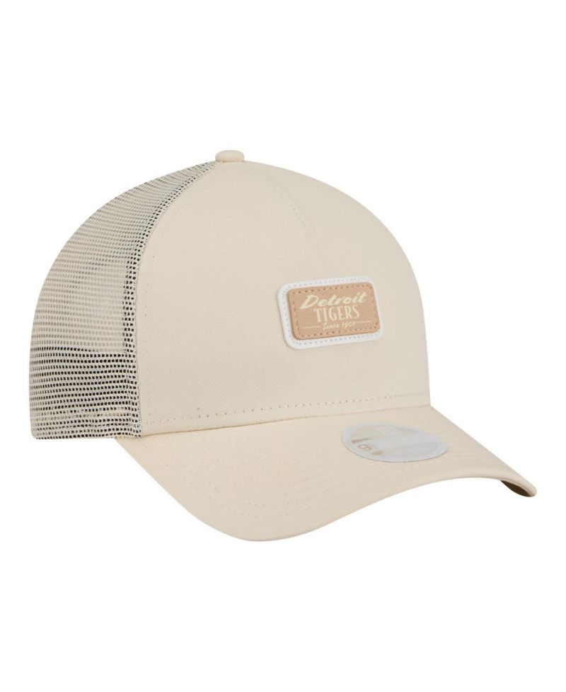 Women's Light Beige Detroit Tigers Tonal Patch 9FORTY M-Crown A-Frame Trucker Adjustable Hat