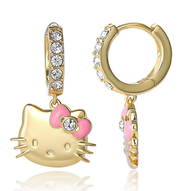 Sanrio Pave Charm Dangle Hoop Earrings