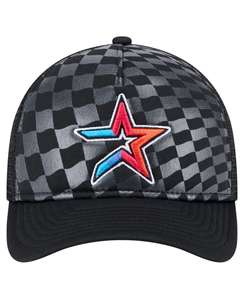 Men's Black Houston Astros Gradient 9FORTY A-Frame M-Crown Trucker Adjustable Hat