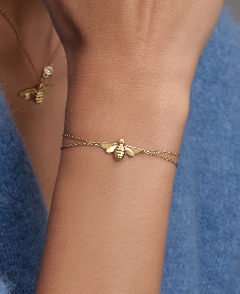 Honey Bee Gold Tone Stainless Steel Bracelet