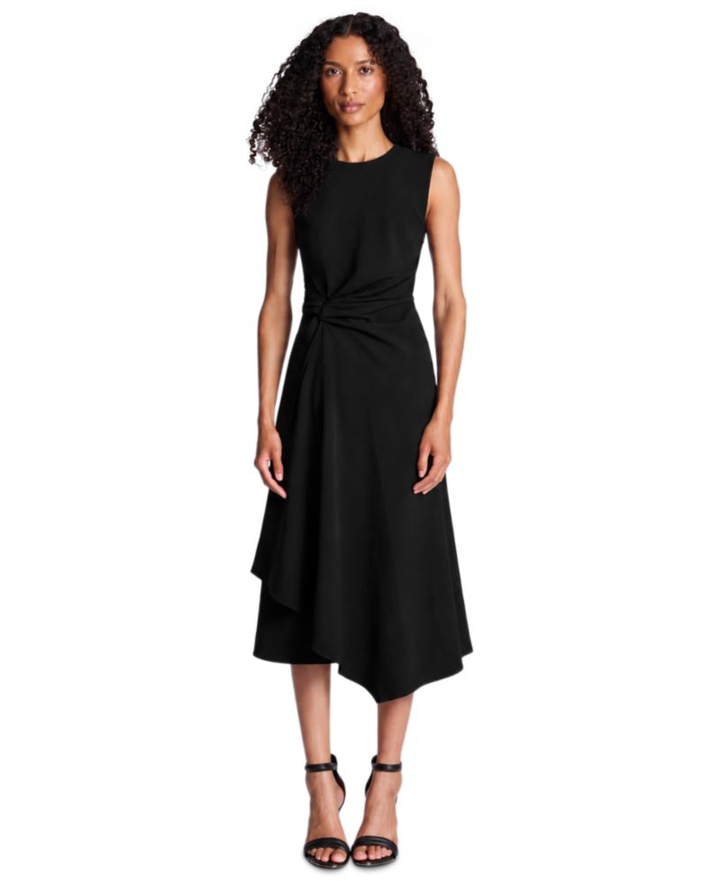 Women's Asymmetric-Hem Textured-Crepe Dress