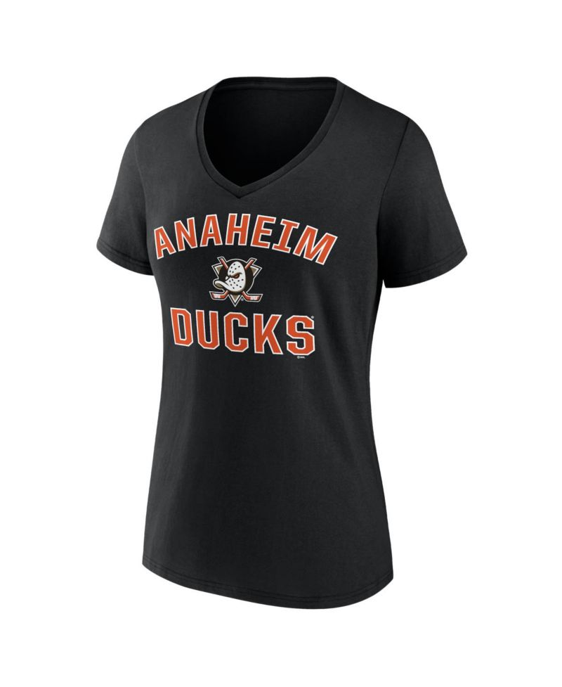 Women's Black Anaheim Ducks Arch Victory V-Neck T-Shirt