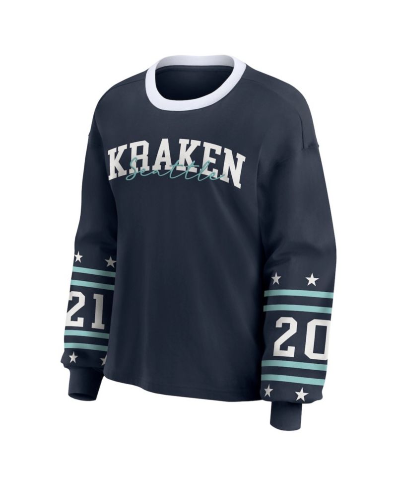 Women's Deep Sea Blue Seattle Kraken Long-Sleeve Sport T-Shirt