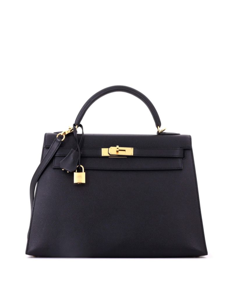 Kelly 32 Handbag Black Epsom with Gold Hardware