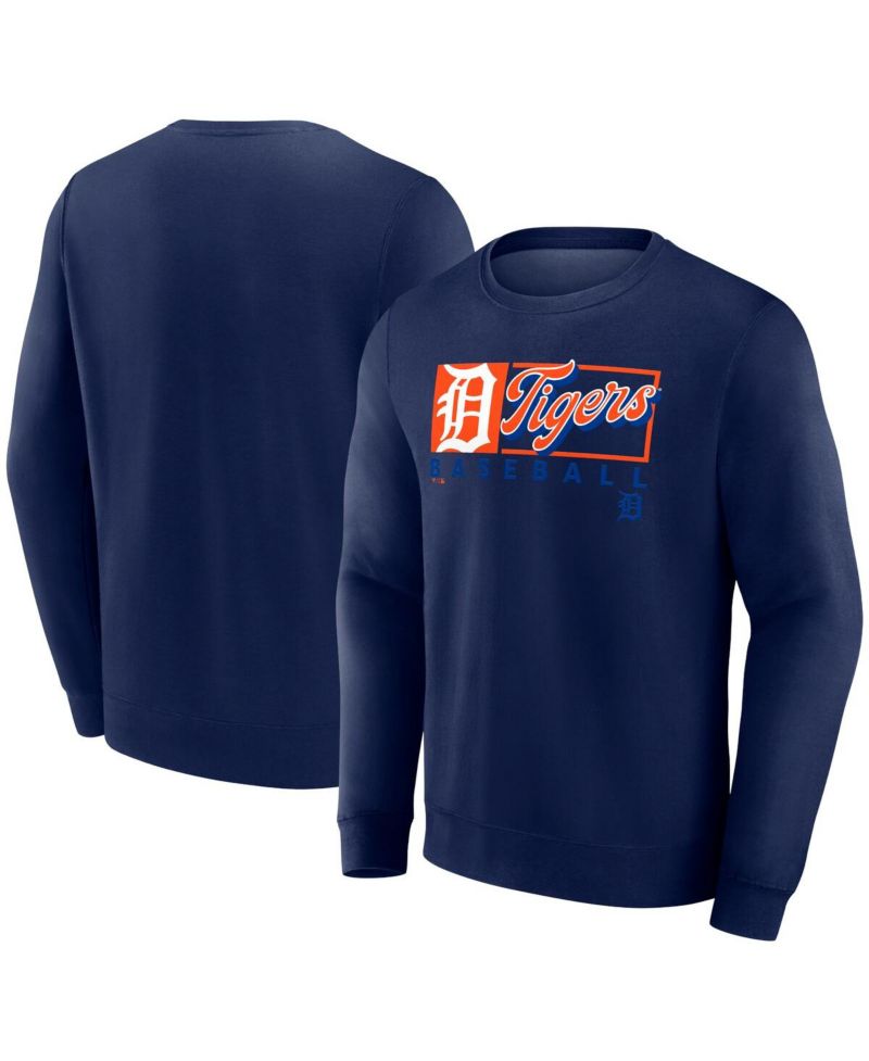 Men's Navy Detroit Tigers Focus Fleece Pullover Sweatshirt