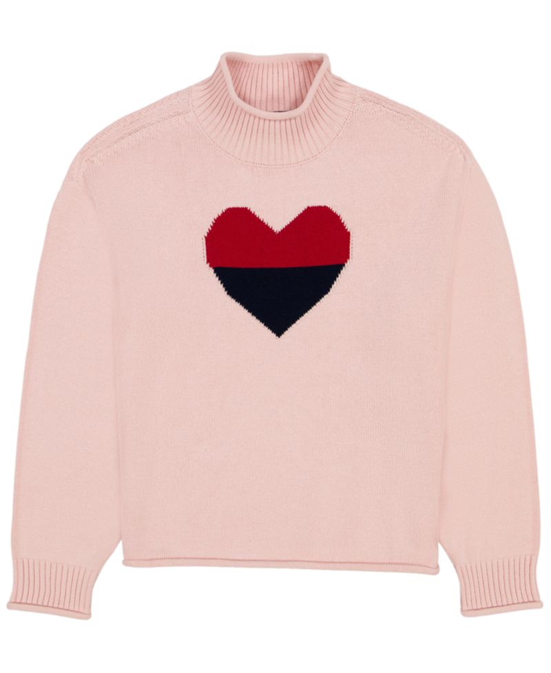 Women's Intarsia Heart Mock Neck Sweater