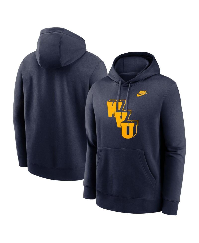 Men's Navy West Virginia Mountaineers Legacy Logo Club Fleece Pullover Hoodie